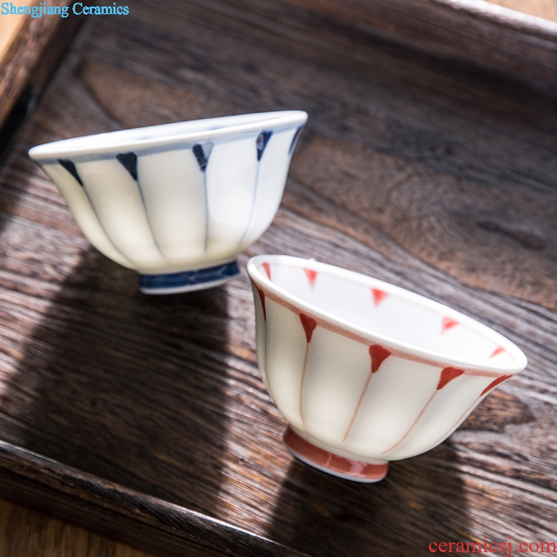 Ijarl million jia Japanese import antique white porcelain ceramic bowl tall bowl prevent hot home eat rice bowl microwave bowl