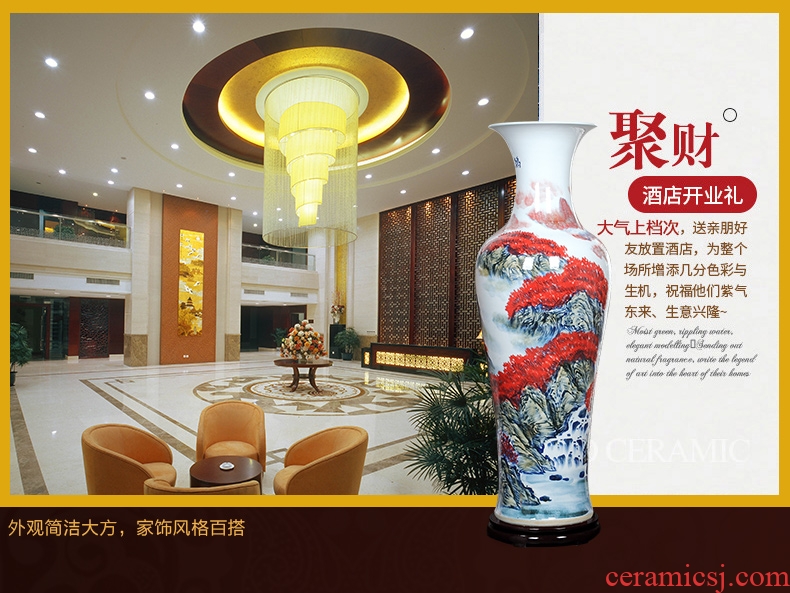 Jingdezhen ceramics high white large blue and white porcelain vase hotel opening gifts sitting room adornment is placed