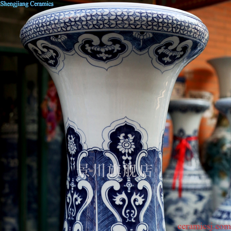 Put lotus flower big ceramic vase hand-painted jingdezhen landing place home sitting room of Chinese style adornment dragon pattern