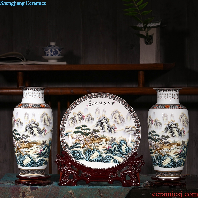 Jingdezhen ceramics vase three-piece furnishing articles home TV ark rich ancient frame porch decoration wine accessories