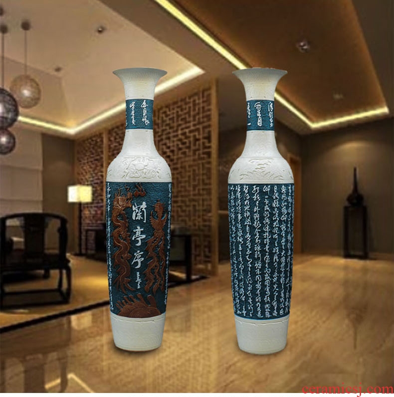 Jingdezhen manual sculpture of large vase poems ceramic vase sitting room adornment is placed