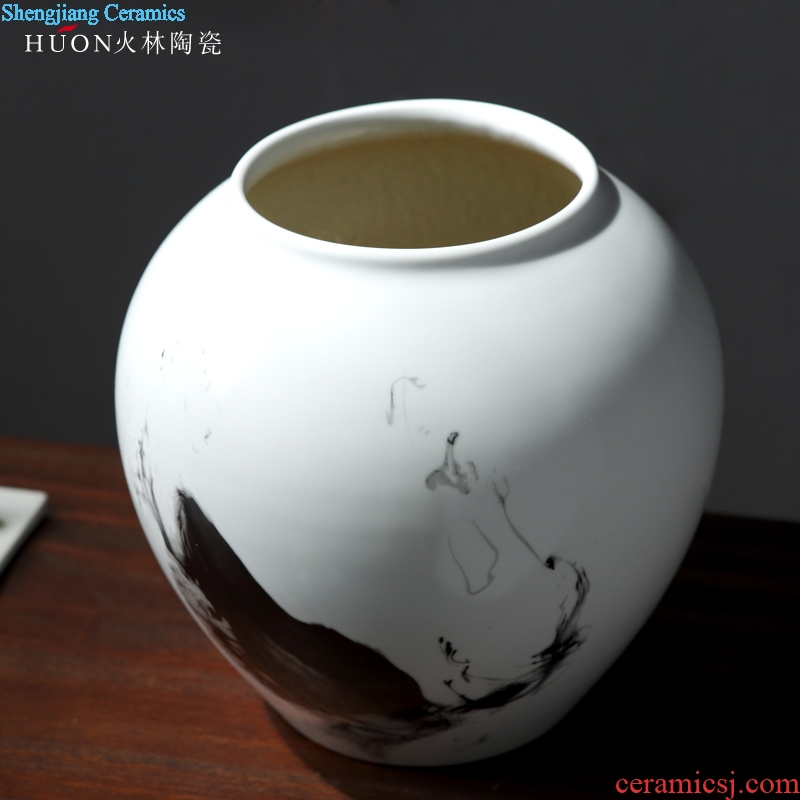 Forest fire ceramics jingdezhen ceramics hand draw freehand brushwork in traditional Chinese ink and wash the vase flower place porch sitting room beautiful decoration