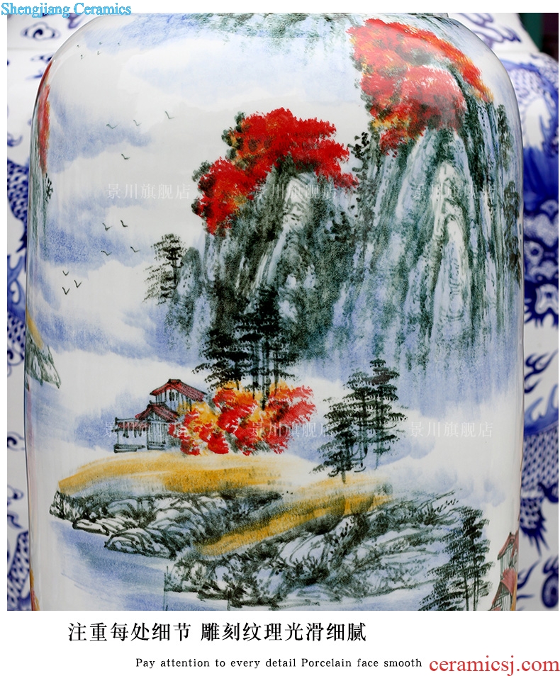 Jingdezhen ceramic hand-painted mountain dawn rhyme figure of large vases, the sitting room the hotel Chinese style household furnishing articles ornaments