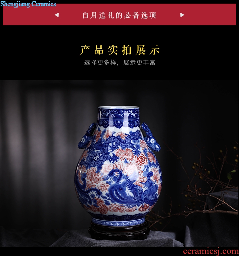 Jingdezhen blue and white porcelain vase furnishing articles sitting room of new Chinese style household ceramics TV ark porch decoration decoration