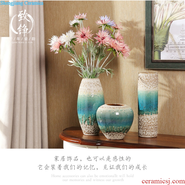 Creative home decorative vase three-piece suit European ceramic vases, flower ceramic arts and crafts