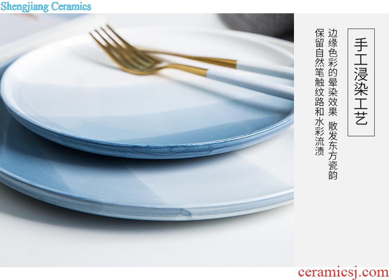 Million jia ins western-style steak under glaze color porcelain plate plate web celebrity home dishes contracted dishes for a long time