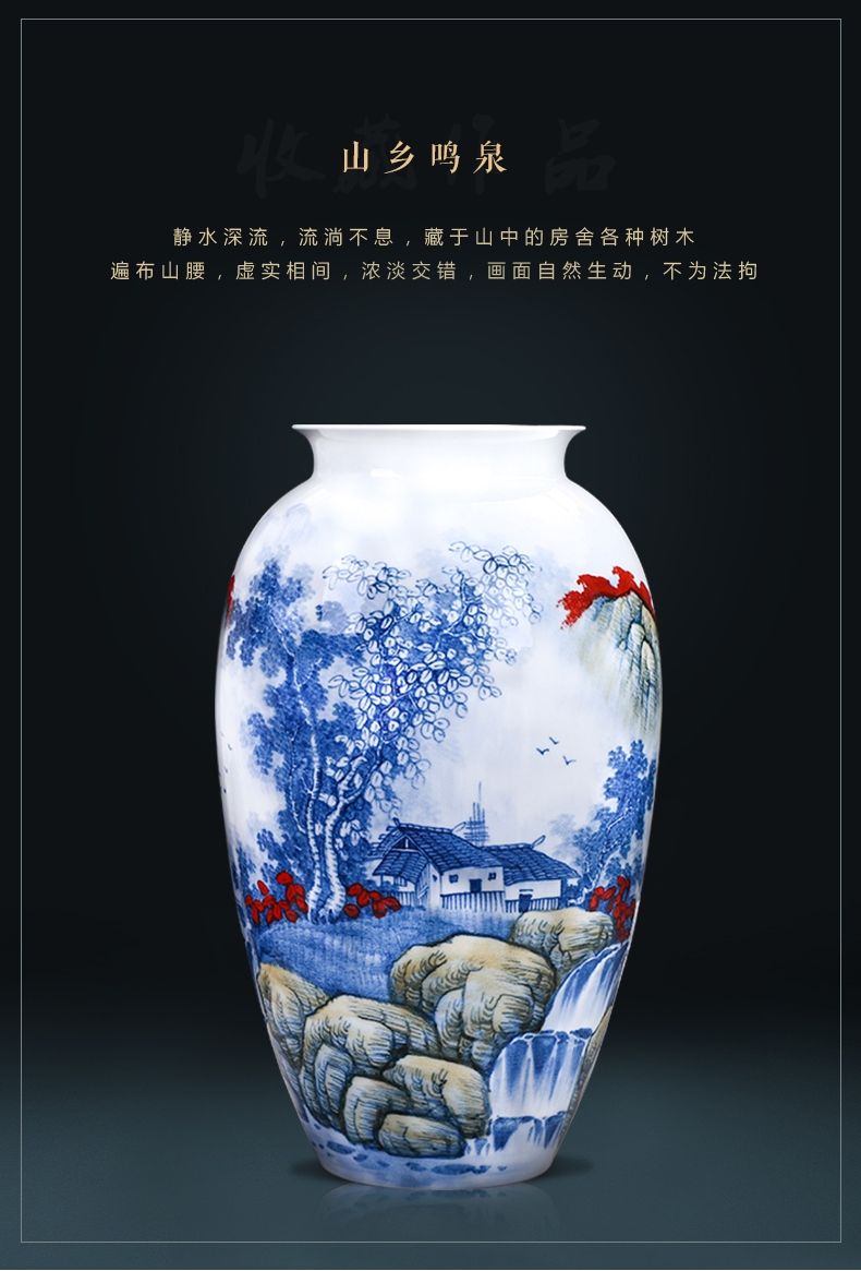 Master of jingdezhen ceramics hand-painted antique flower arranging large Chinese blue and white porcelain vase in the sitting room porch place