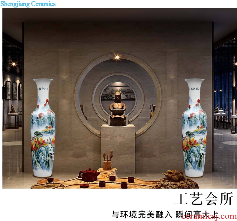 Jingdezhen ceramic hand-painted mountain dawn rhyme figure of large vases, the sitting room the hotel Chinese style household furnishing articles ornaments