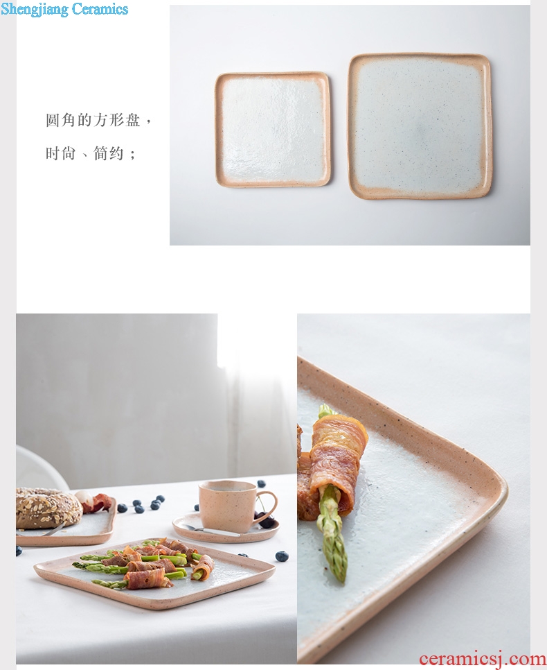 Ijarl million jia square plate steak dishes ceramic tableware vegetable dish of western-style food to home big plate big breakfast tray
