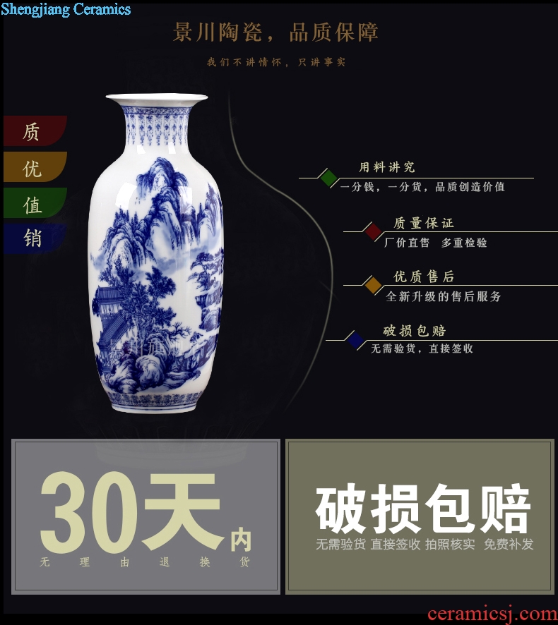 Jingdezhen ceramics landscape painting large blue and white porcelain vase contemporary household adornment desktop sitting room mesa furnishing articles