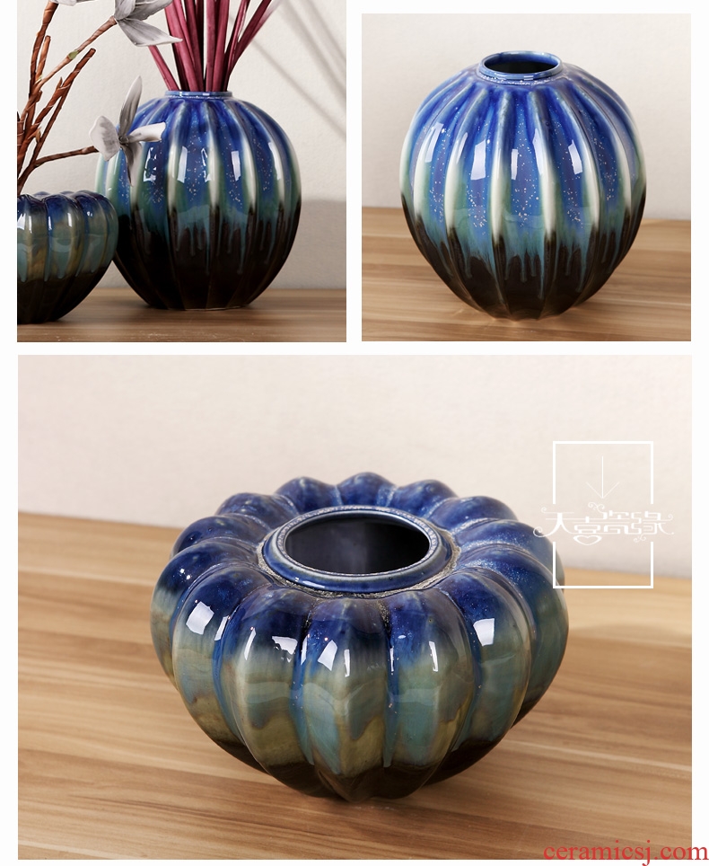 Jingdezhen ceramics dry vase furnishing articles creative living room TV cabinet porch Mediterranean household soft adornment