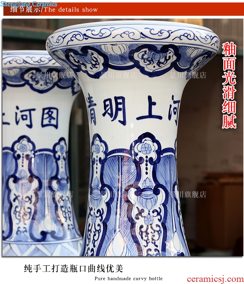 Jingdezhen ceramics hand-painted qingming scroll admiralty bottle of large vases, home furnishing articles hotel adornment
