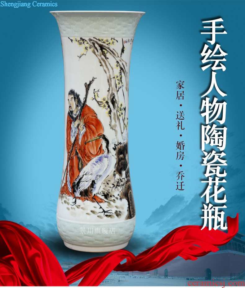 Jingdezhen ceramic hand-painted Lao tze figure dry flower vase home sitting room place study mesa craft ornaments