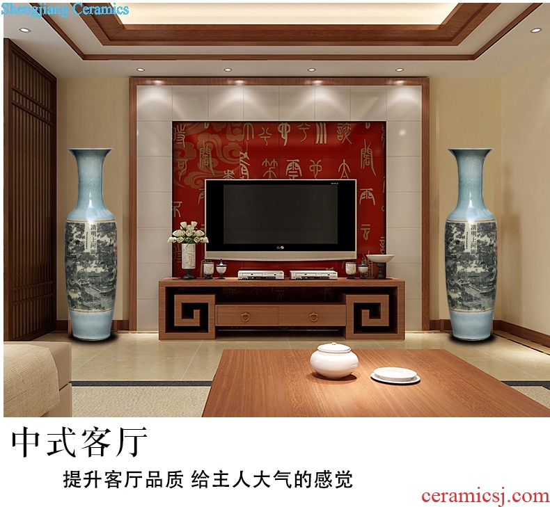 Jingdezhen ceramic antique piece of open crack glaze qing Ming vase painting of large sitting room place hotel decoration