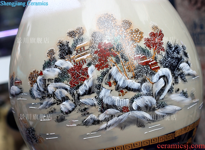 Jingdezhen ceramics big gourd a thriving business floor vase snow sitting room decoration, decorative furnishing articles