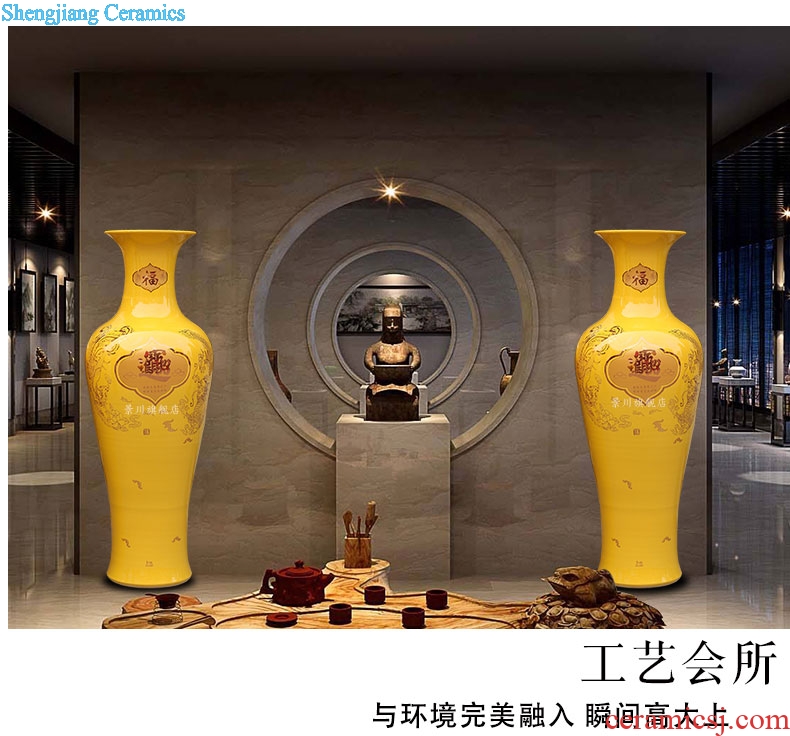 Jingdezhen chinaware bottle China Huang Longfeng home sitting room adornment is placed a thriving business of large vase