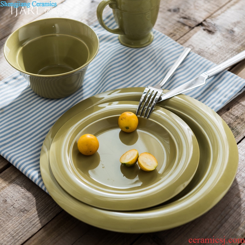 Ijarl million fine ceramic tableware green bowls plates cups steak dinner plate single product