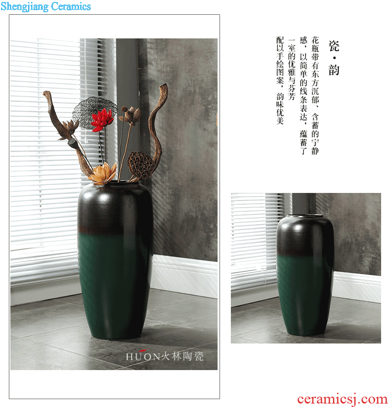 Jingdezhen ground vase large Chinese style restoring ancient ways in dry flower hotel coarse pottery the sitting room porch ceramic furnishing articles