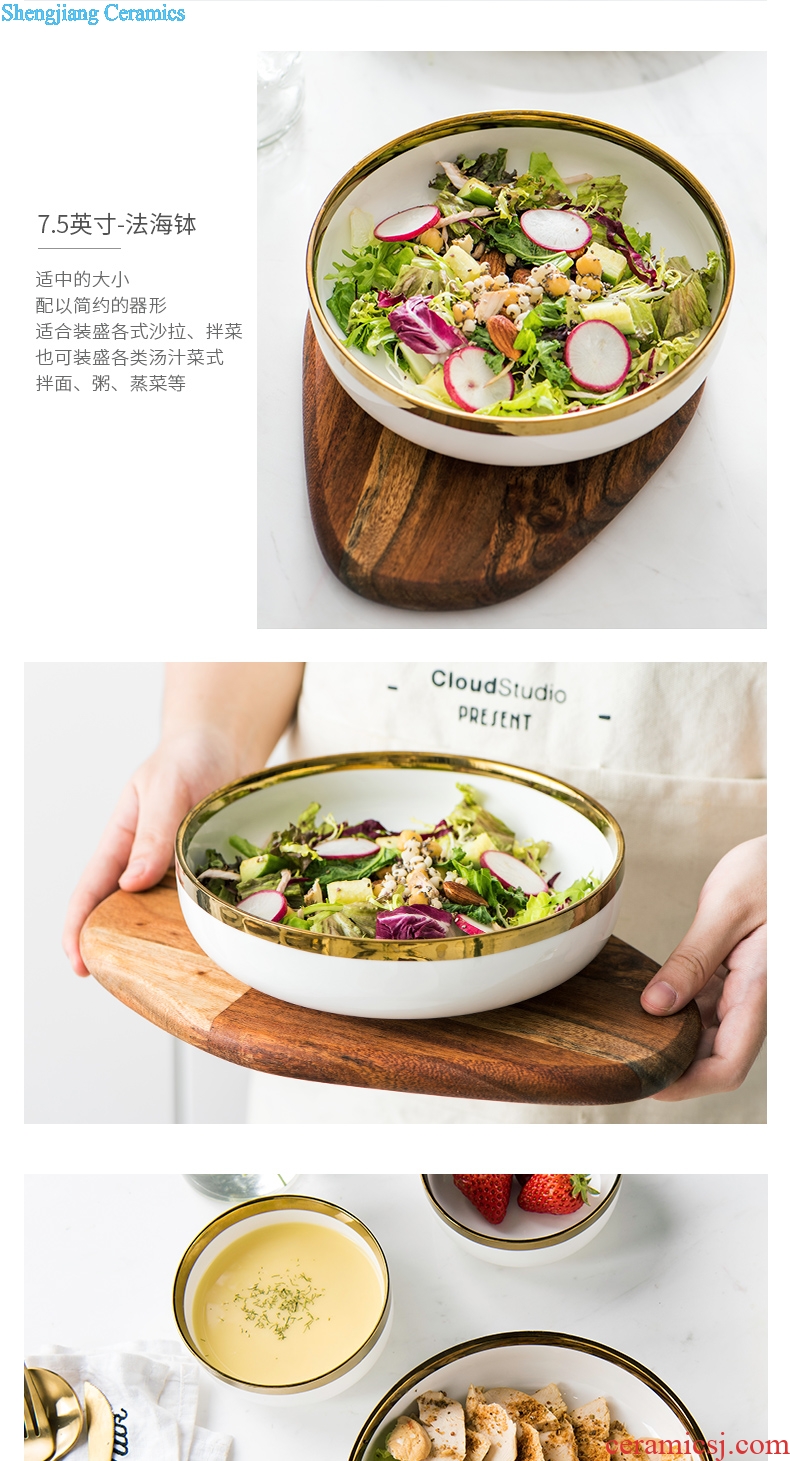 Ijarl million jia creative contracted new bone porcelain bowl European household electroplating phnom penh ceramic rainbow noodle bowl soup bowl