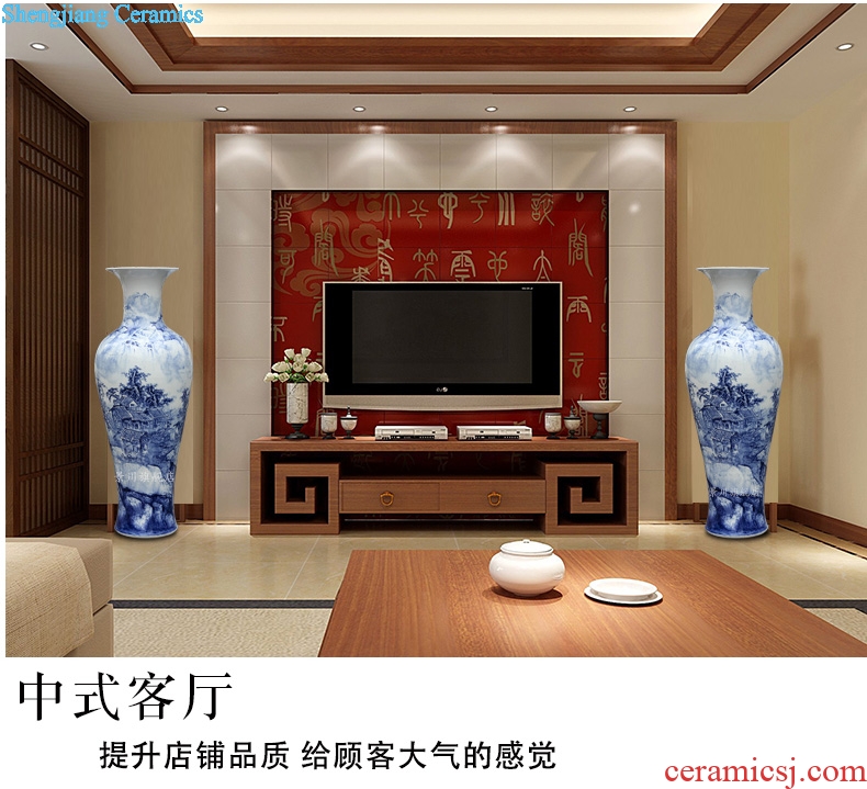 Jingdezhen blue and white porcelain ceramic hand-painted lake view landing big vase household living room a study place