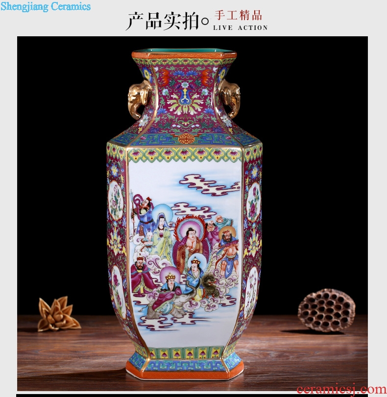 Jingdezhen enamel colored powder painted pottery porcelain vase household living room antiques all bottle qianlong furnishing articles of handicraft