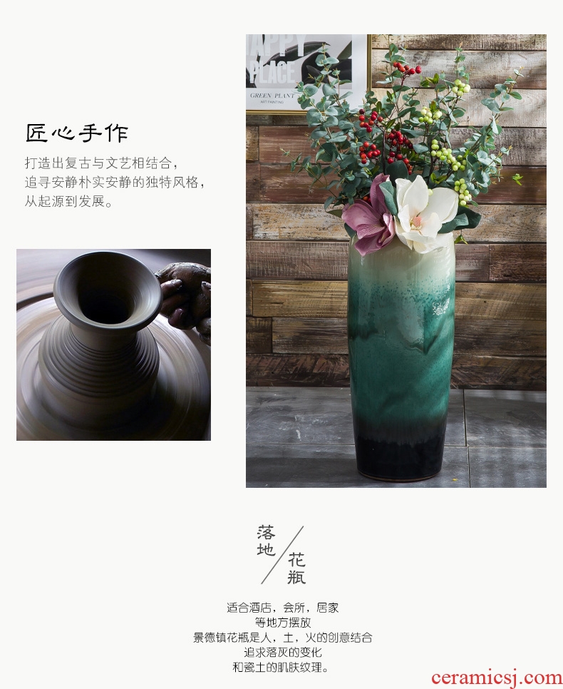 European landing big ceramic vase sitting room of contemporary and contracted hotels puts jingdezhen dried flower simulation flower vase