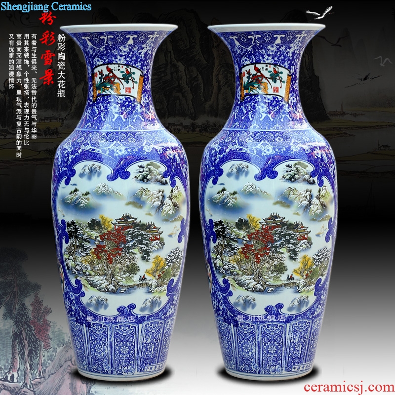 Blue and white porcelain of jingdezhen ceramics archaize lad spring of noise figure of large sitting room place vase hotel decoration