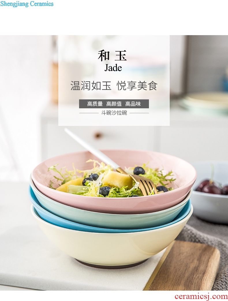 Ijarl creative household contracted and Japanese ceramics tableware food bowl of salad bowl large bowl rainbow noodle bowl bowl and jade