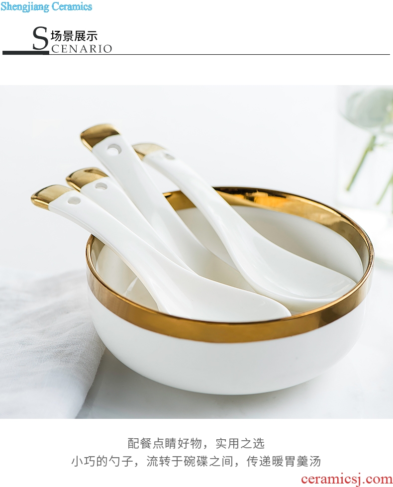 Ijarl million jia ou household ceramic spoon innovative new bone China tableware kitchen spoon ladle TBSP light