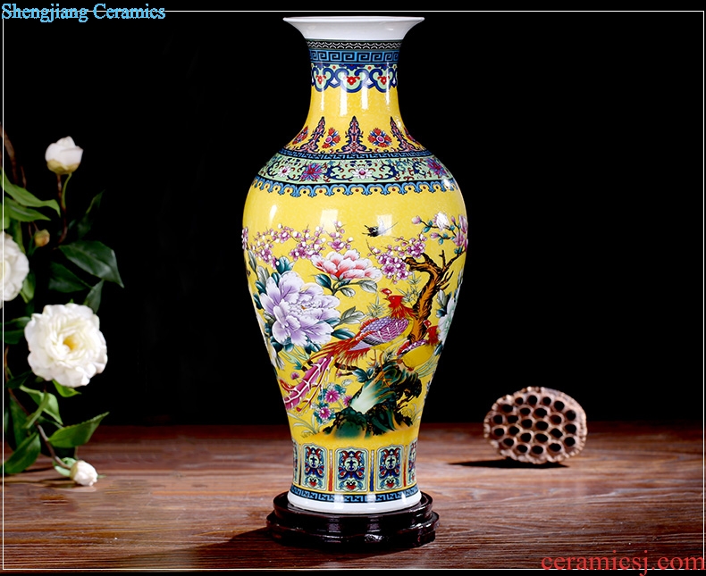 Mesa of jingdezhen ceramic vase colored enamel Chinese antique household flower adornment handicraft office furnishing articles