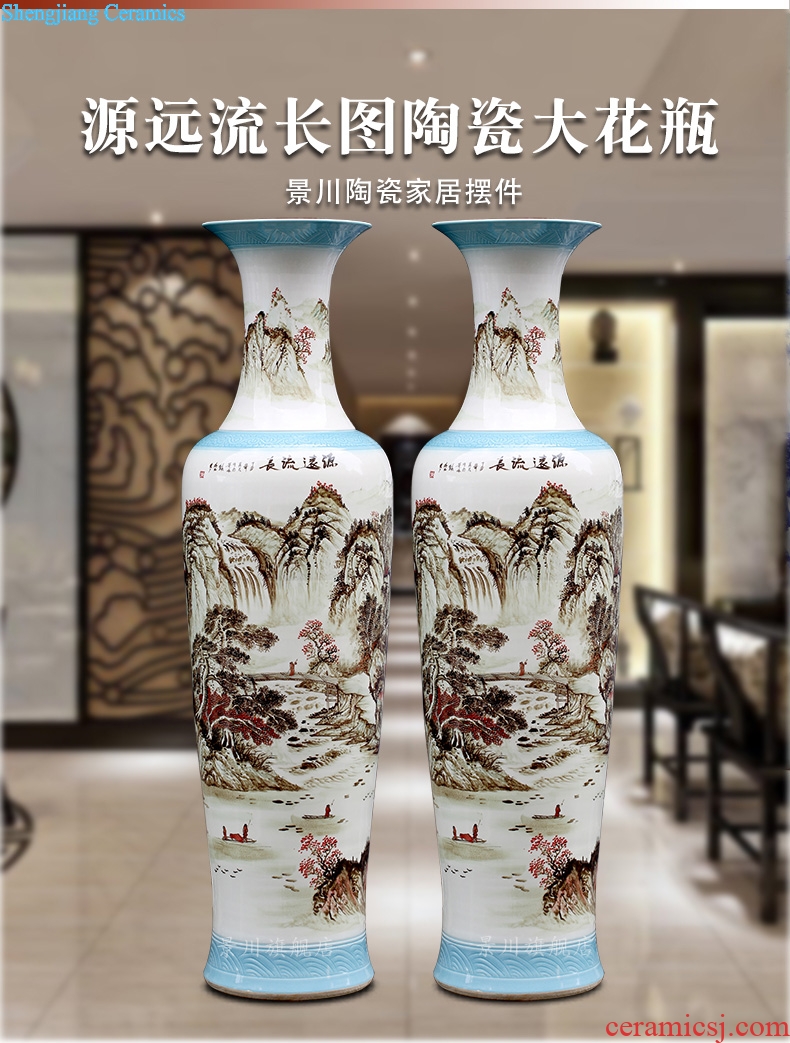 Jingdezhen porcelain has a long history in the hand-painted color ink landscape painting big vase home sitting room be born modern furnishing articles