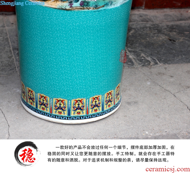 Jingdezhen ceramics powder enamel vase flower arranging big sitting room ground study furnishing articles European household craft supplies