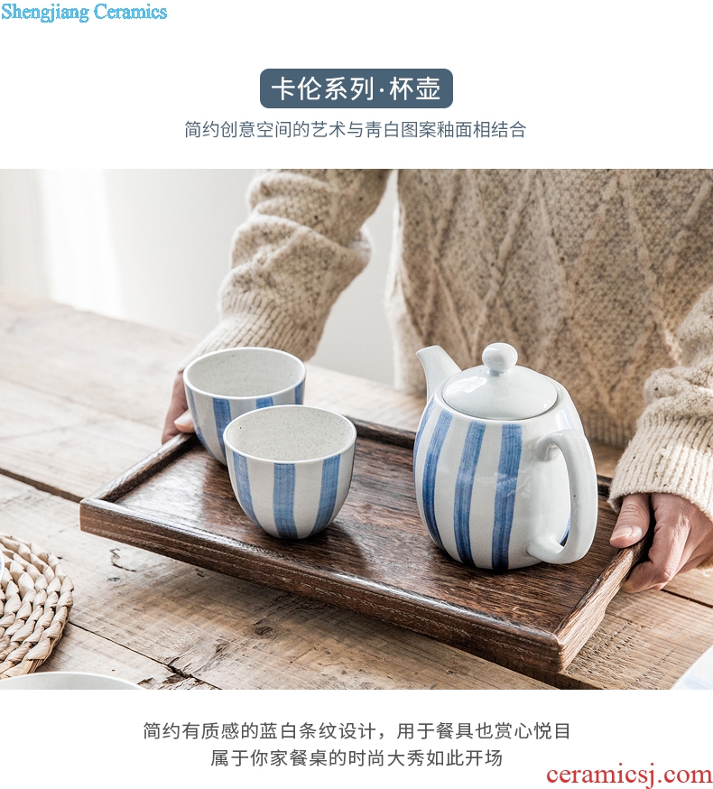 Ijarl million jia creative Japanese ceramic teapot teacup household contracted small pure and fresh and drink a cup of Karen kettle