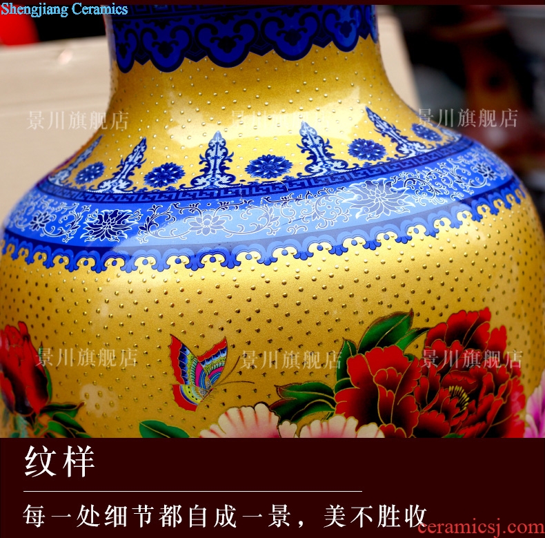 Jingdezhen ceramics powder enamel wave point gold bottle gourd peony sitting room flower arrangement craft vase household act the role ofing is tasted furnishing articles