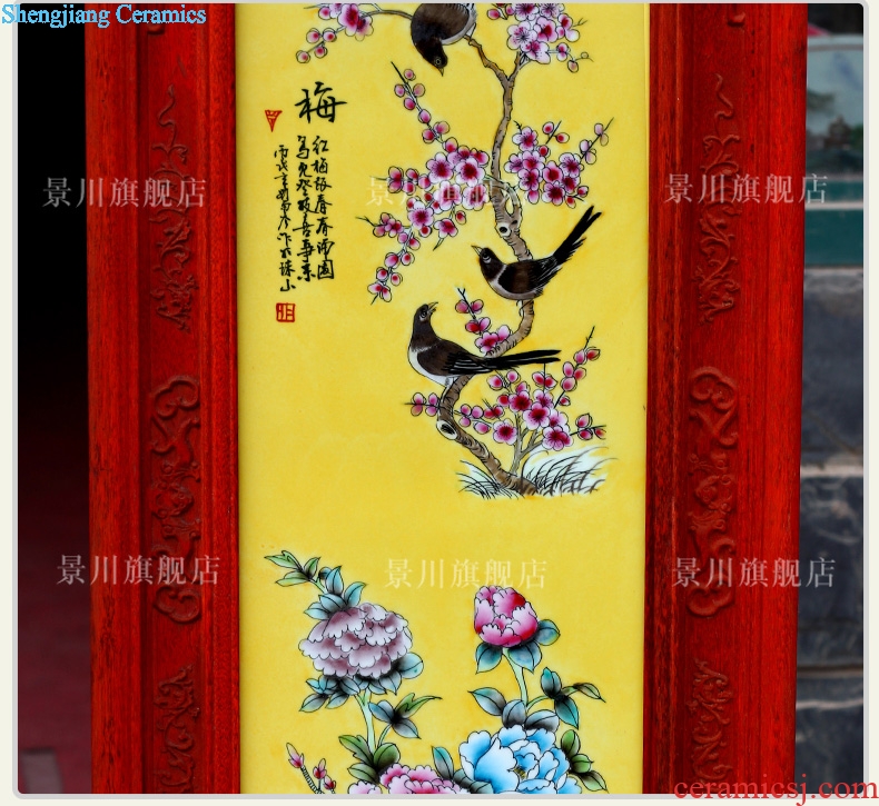 Jingdezhen modern ceramic artists sitting room adornment furnishing articles chrysanthemum patterns in hotel four screen porcelain plate painting