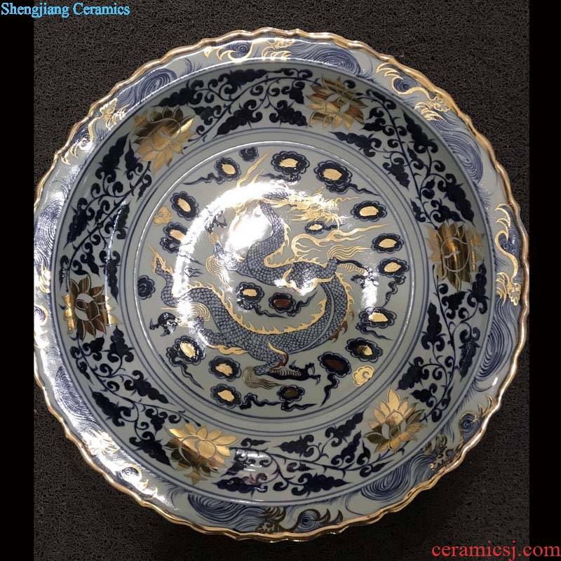Jingdezhen hand-painted imitation of the yuan dynasty blue-and-white porcelain porcelain paint ceramic plate archaize ceramic household of Chinese style furnishing articles