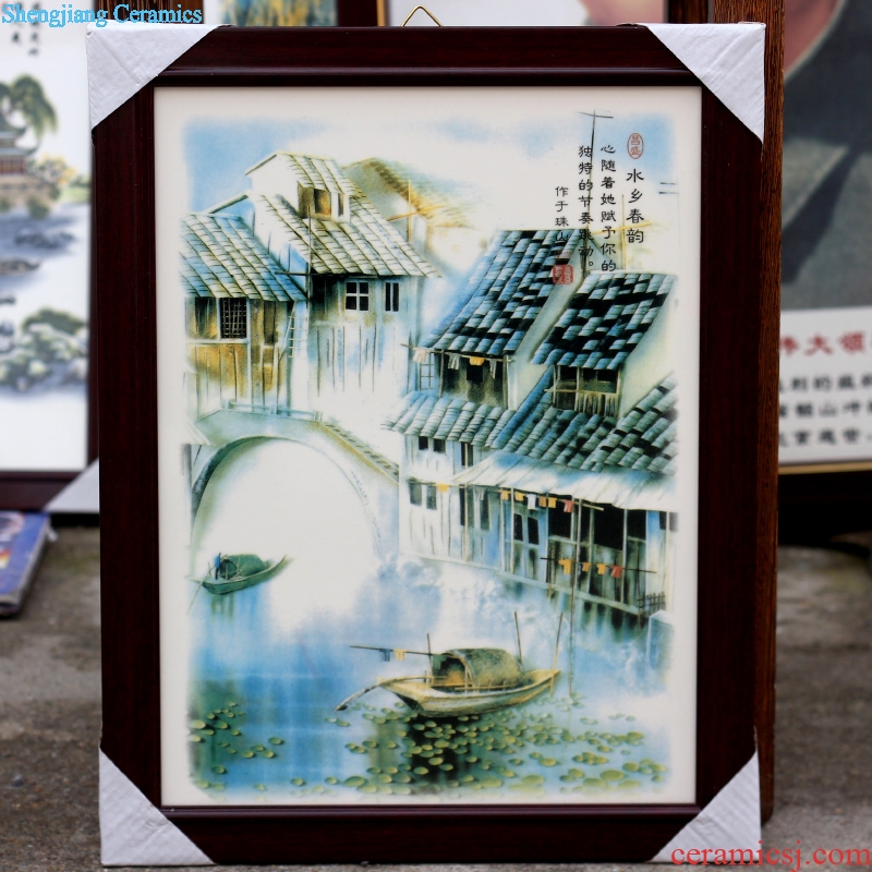 Jingdezhen ceramic painting enamel Bridges the somebody else four screen home sitting room hotel porcelain plate painting decoration hangs a picture