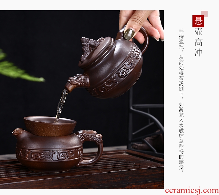 Restoring ancient ways leopard lam kung fu tea set suit household jingdezhen ceramic tea cup teapot Japanese tea ceremony the living room