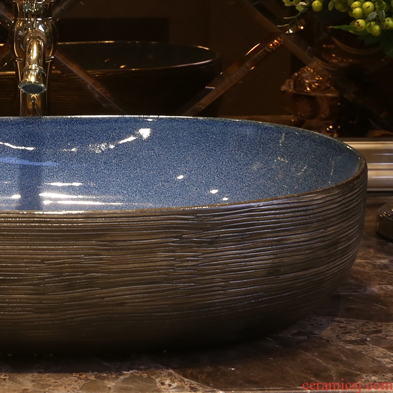 JingYan restoring ancient ways is the stage basin to the oval art ceramic lavatory toilet stage basin basin on the sink