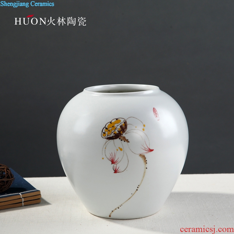 Jingdezhen modern new Chinese style ceramic vase lucky bamboo dried flowers sitting room Japanese zen home decoration furnishing articles