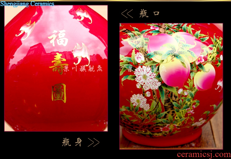 Jingdezhen ceramics big vase household living room office desk mesa place peach-shaped birthday celebration gift