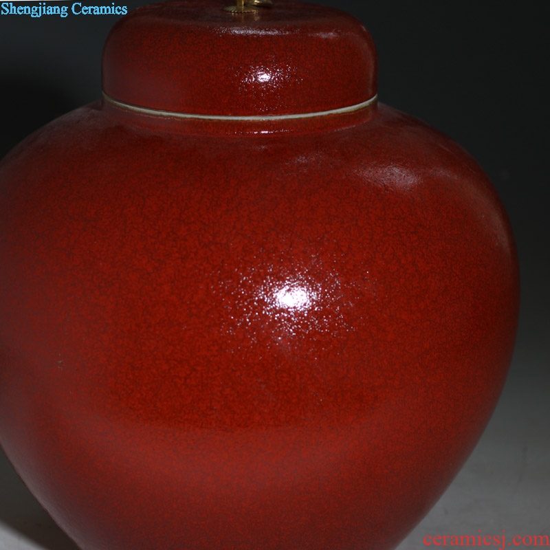 Classical high-grade dark red kiln porcelain pot high-end storage tank storage porcelain antique furnishings porcelain jar