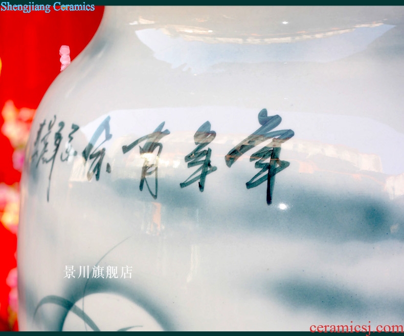 Jingdezhen ceramics of large vases, hand-painted lotus lotus years sitting room place wax gourd bottle than fish