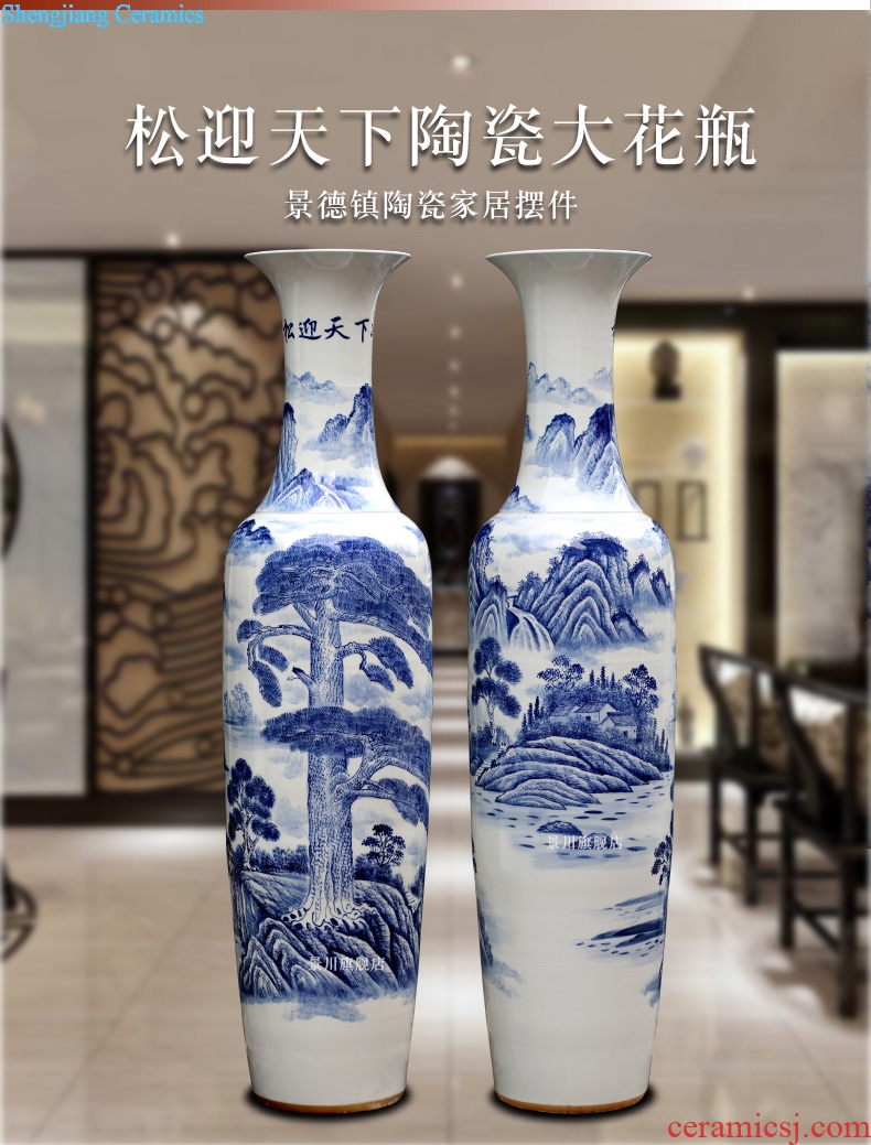 Jingdezhen porcelain ceramic hand-painted loose to meet the world landing big vase household sitting room hotel Chinese large-sized furnishing articles