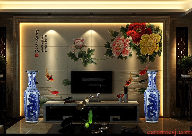 Jingdezhen ceramics hand-painted porcelain of 1.6 meters of large vase hotel lobby sitting room adornment is placed