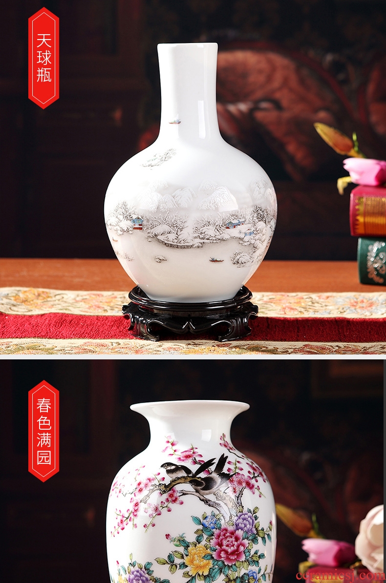 Jingdezhen ceramics Chinese vase furnishing articles sitting room flower arranging dried flowers of modern home decoration small handicraft decoration