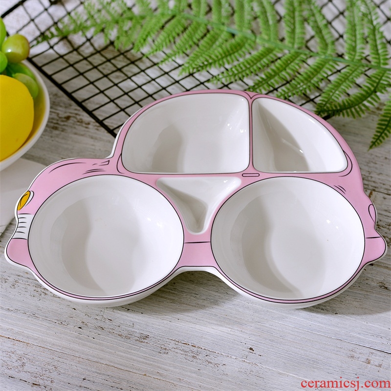 Baby car plates children tableware ceramics creative FanPan cartoon fruit dish bowl household space frame plate