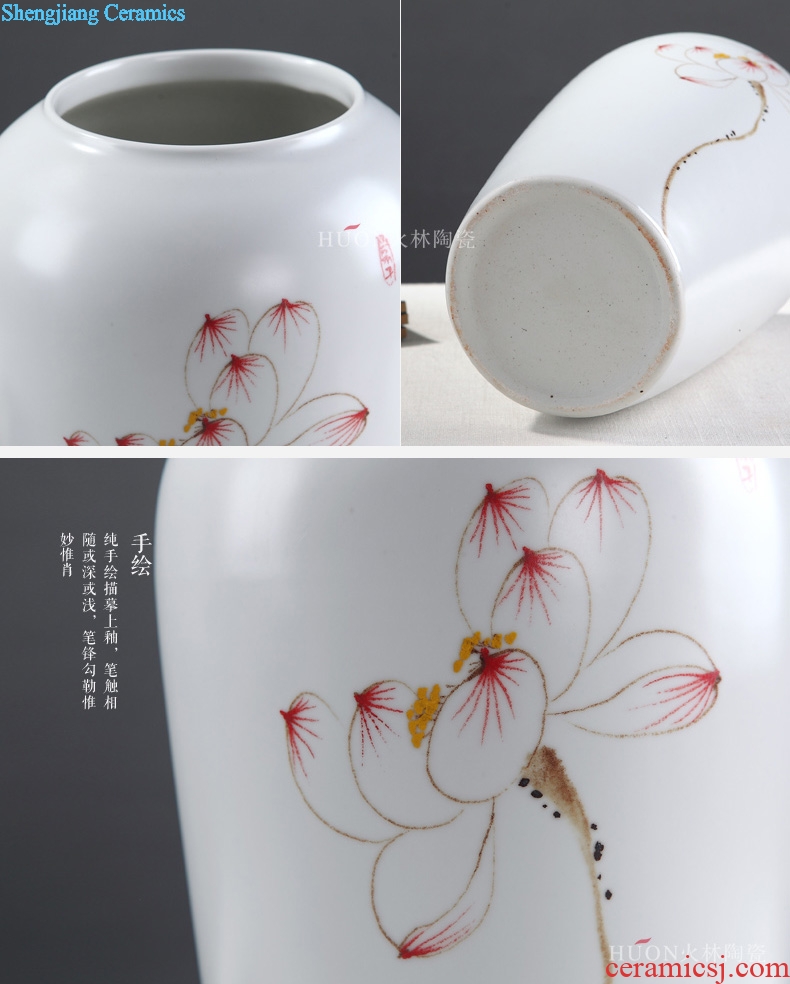 Jingdezhen modern new Chinese style ceramic vase lucky bamboo dried flowers sitting room Japanese zen home decoration furnishing articles