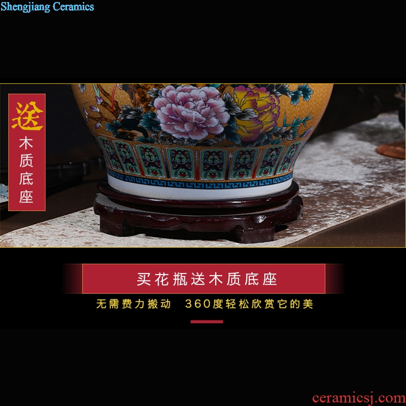 Modern Chinese jingdezhen ceramics sitting room adornment colored enamel of large vases, flower TV ark furnishing articles