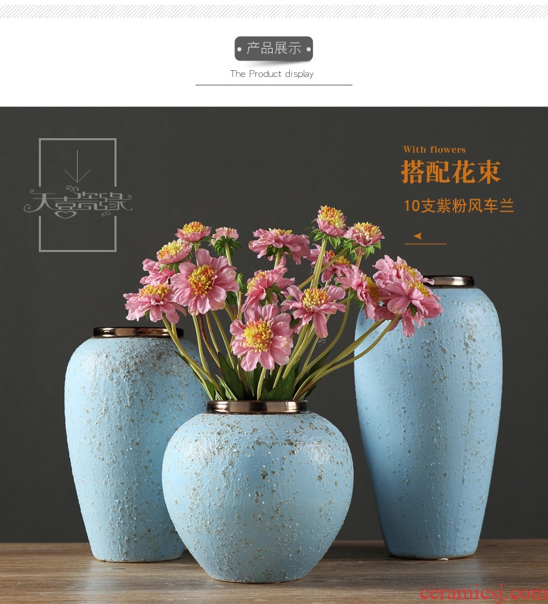 European rural ceramic vase decoration in the sitting room TV ark household table small pure and fresh and dry flower adornment furnishing articles